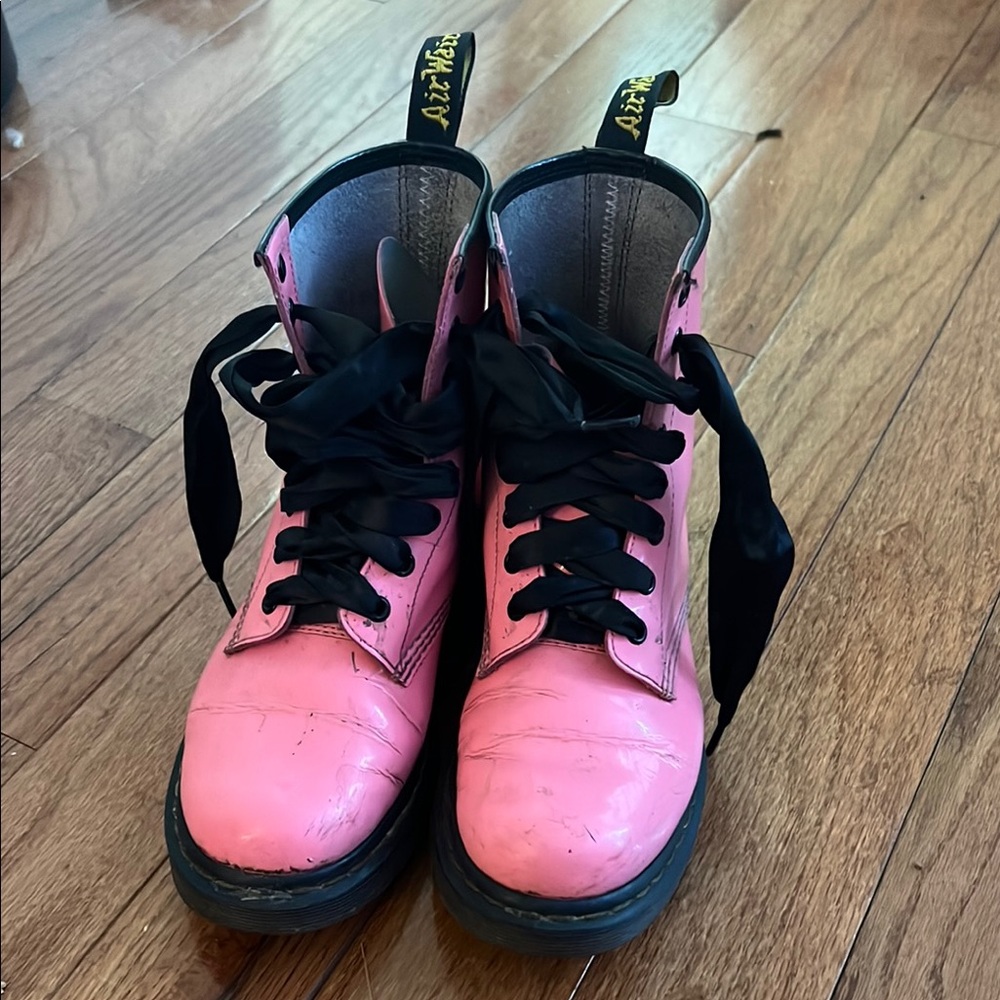 Dr. Martens Pink and Black Combat Boots